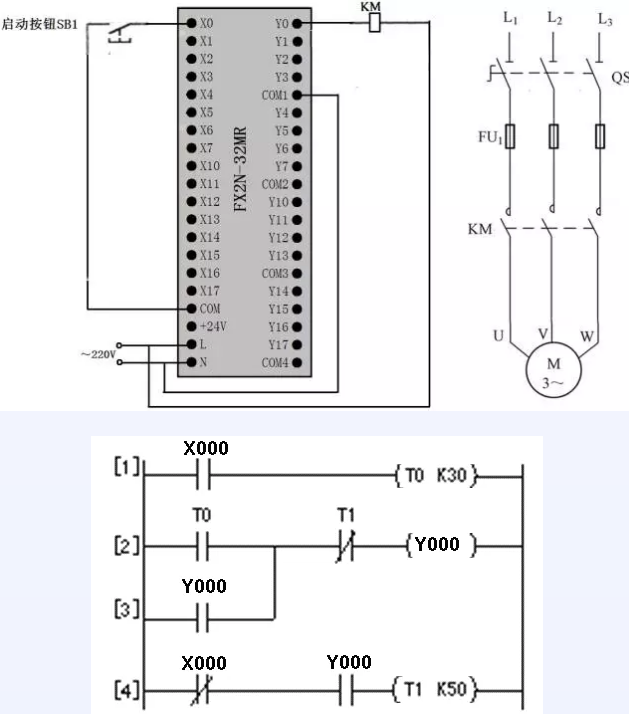 1641785196107552.png 定時(shí)控制的PLC線路與梯形圖.png
